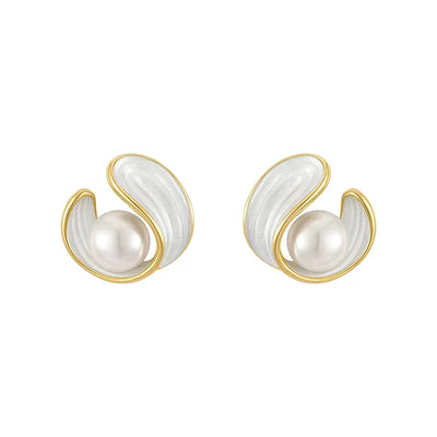 Luxury White Opal Earrings with Pearls in Gold