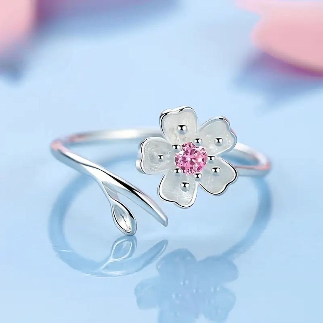 White Blossom Pink Zirconia Ring