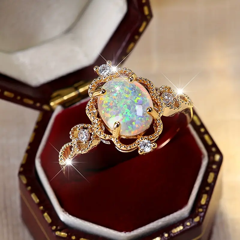 Opal Golden Sparkling Ring