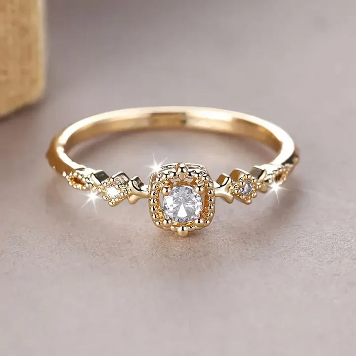 Vintage Crystal Bright Golden Ring